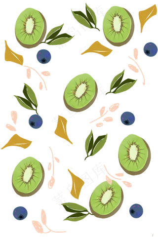 水果可爱印花奇异果猕猴桃底纹背,免抠元素