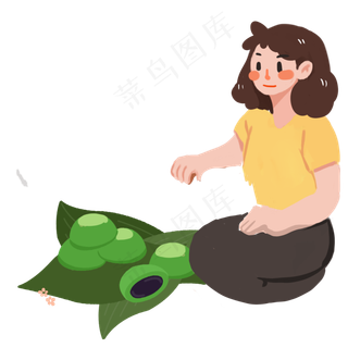 清明节吃青团女孩