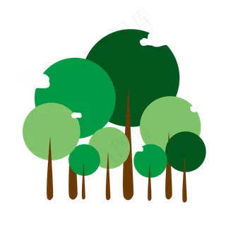简约扁平风树林植树节,免抠元素