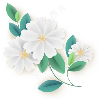 折纸风花朵和叶子,免抠元素