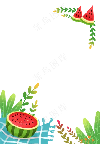 夏日西瓜植物边框
