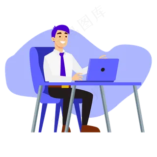 矢量简约紫色撞色清新风商务在办,免抠元素