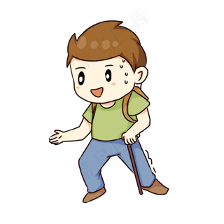 卡通爬山手绘可爱免抠元素