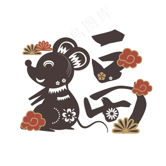 2020鼠年中国汉字福字装饰国潮(3500X3500(DPI:300))psd模版下载