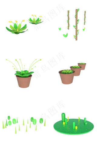 C4D立体绿植花草装饰素材合集