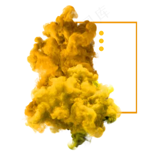 明黄水溶墨水烟雾浓雾装饰边框,免抠元素