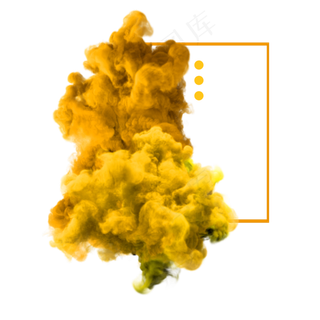 明黄水溶墨水烟雾浓雾装饰边框,免抠元素