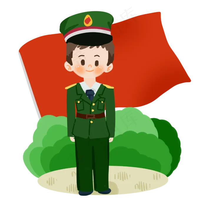 建军节卡通军人PNG素材(3000X3000(DPI:300))psd模版下载
