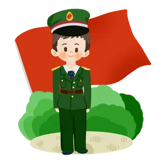 建军节卡通军人PNG素材