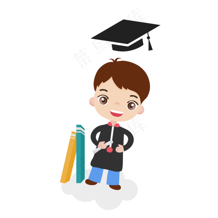 青春校园毕业季学士帽卡通学生设ai矢量模版下载