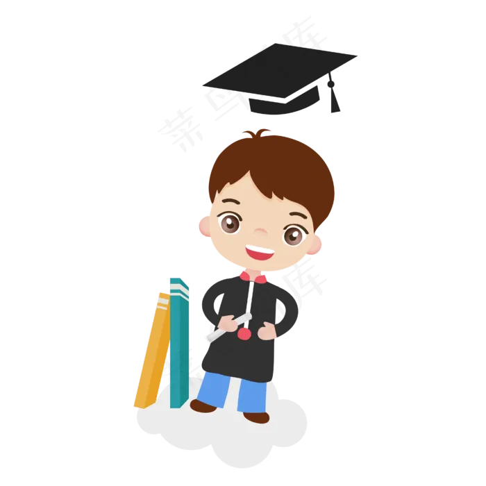青春校园毕业季学士帽卡通学生设ai矢量模版下载