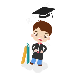 青春校园毕业季学士帽卡通学生设