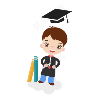 青春校园毕业季学士帽卡通学生设