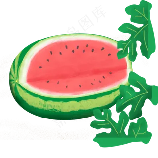 大暑夏日彩绘西瓜元素