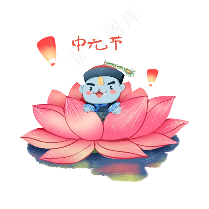中元节僵尸河灯创意手绘,免抠元素