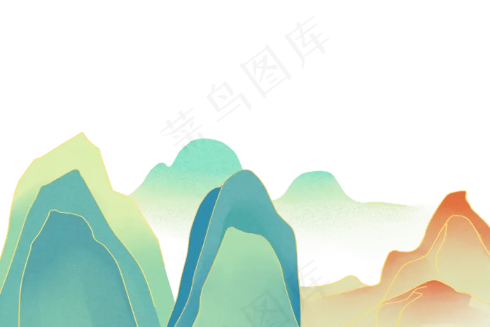 彩色水墨山水(3000X2000(DPI:300))psd模版下载