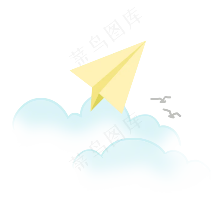 黄色纸飞机和云朵PNG免抠素材(2000*2000px 300 dpi )psd模版下载