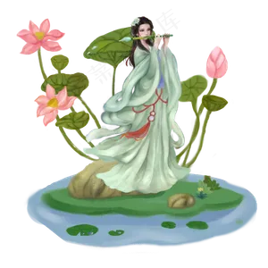 中国风荷花