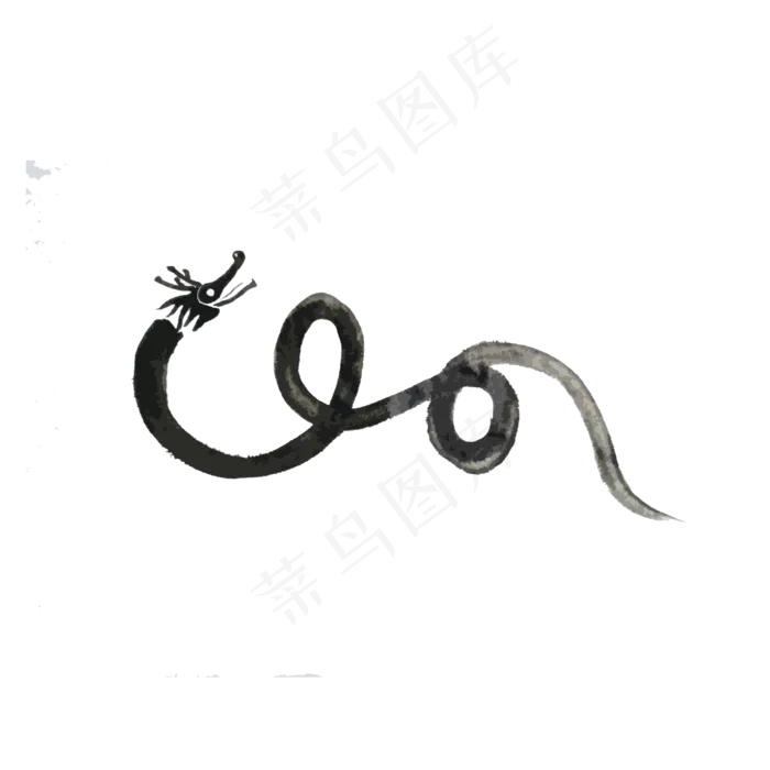 龙神兽蟒蛇PNG墨剪影纹饰,免抠元素(3000X3000(DPI:300))psd模版下载