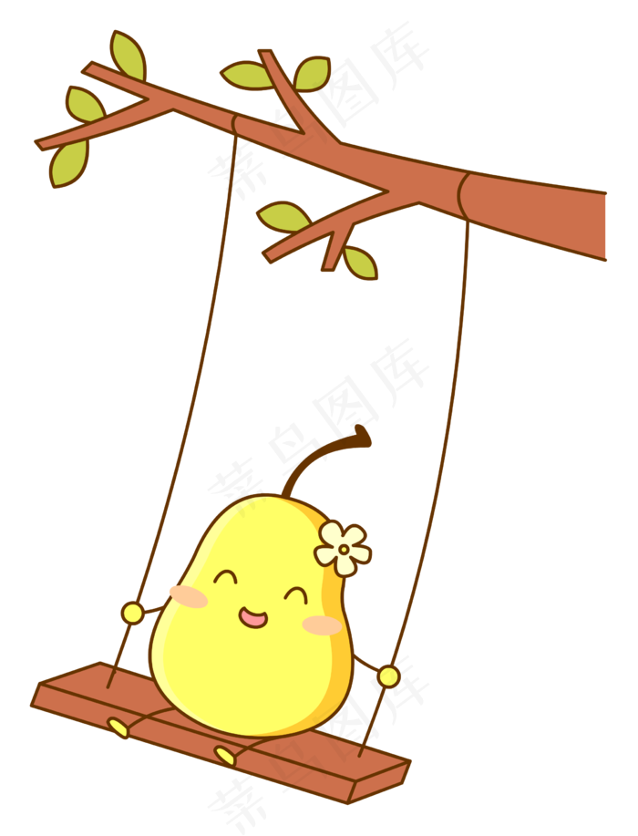 快乐荡秋千的梨子免抠图