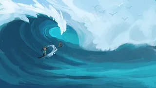 长假出游海上冲浪