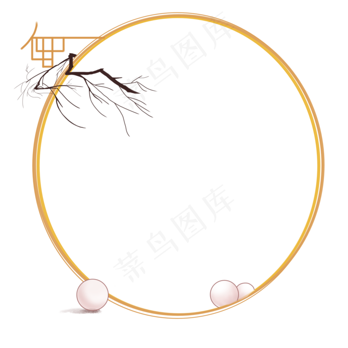 元宵节古风古典风格金色边框矢量,免抠元素