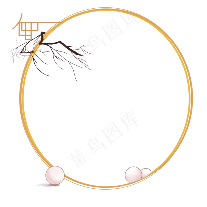 元宵节古风古典风格金色边框矢量,免抠元素(2000X2000(DPI:300))psd模版下载