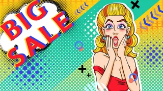 波普风促销的金发女郎