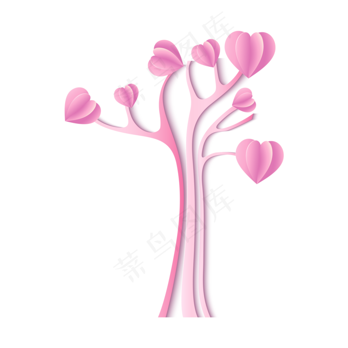 卡通手绘立体剪纸爱心装饰,免抠元素