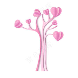 卡通手绘立体剪纸爱心装饰,免抠元素