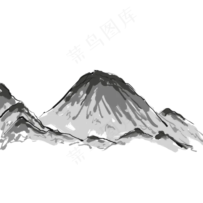 水墨风山峰装饰免扣素材(2000X2000(DPI:300))psd模版下载