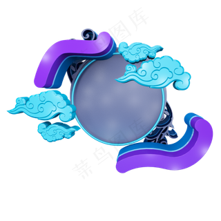 紫蓝中国风立体花纹C4D电商促销背,免抠元素