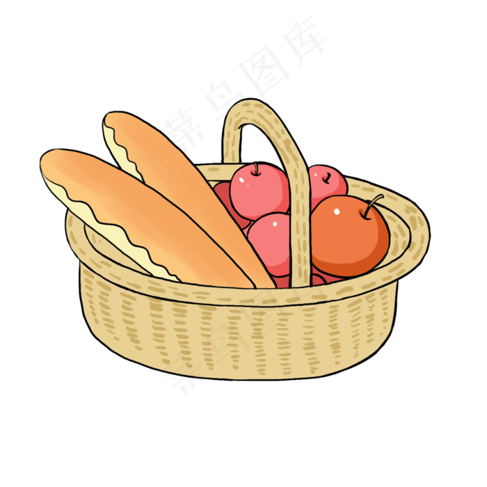 手绘卡通水果面包健康饮食食品安(3000X3000(DPI:300))psd模版下载