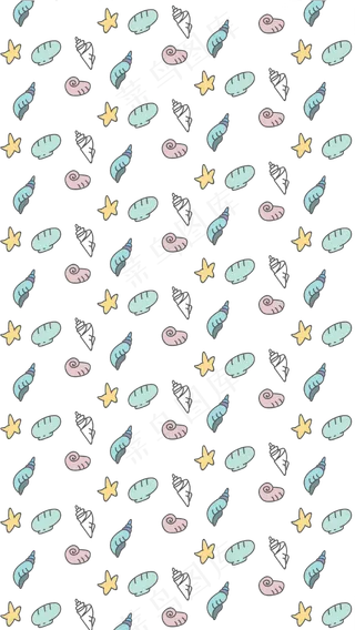 海边贝壳平铺可爱卡通花纹