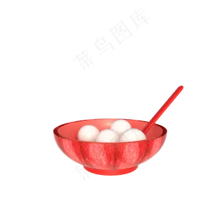 C4D立体喜庆红色元宵节汤圆,免抠元素