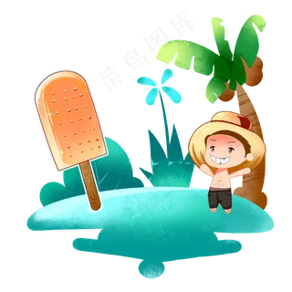 小暑大暑节气绿色夏日冰棍