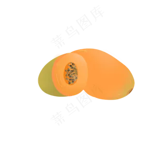 黄色绿色木瓜夏日木瓜卡通木瓜日