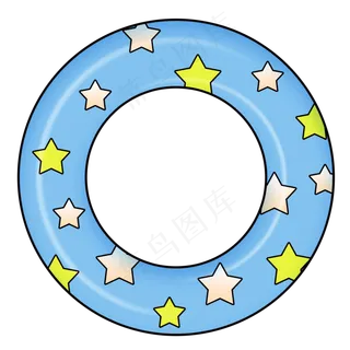 蓝色卡通游泳圈素材