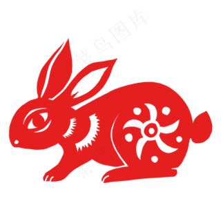 传统剪纸兔子,免抠元素