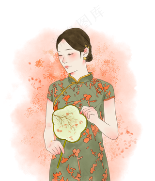 复古民国美女旗袍,免抠元素