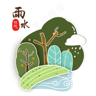 矢量雨水节气卡通元素,免抠元素