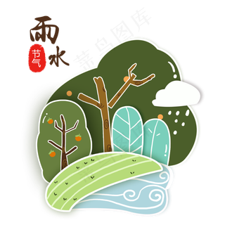 矢量雨水节气卡通元素,免抠元素