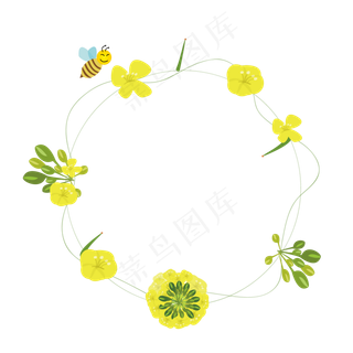 清新油菜花花朵边框,免抠元素