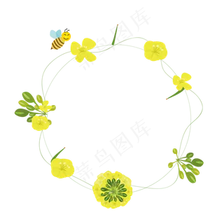 清新油菜花花朵边框,免抠元素
