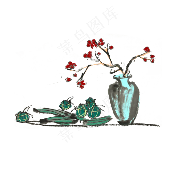 端午节生动粽子手绘(4000X4000(DPI:300))psd模版下载