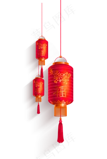 免抠红色福字灯笼