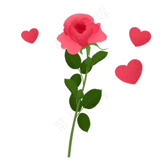 七夕情人节手绘玫瑰花,免抠元素