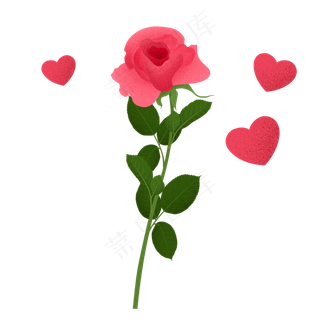 七夕情人节手绘玫瑰花,免抠元素