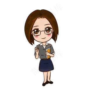 教师节女教师卡通手绘,免抠元素