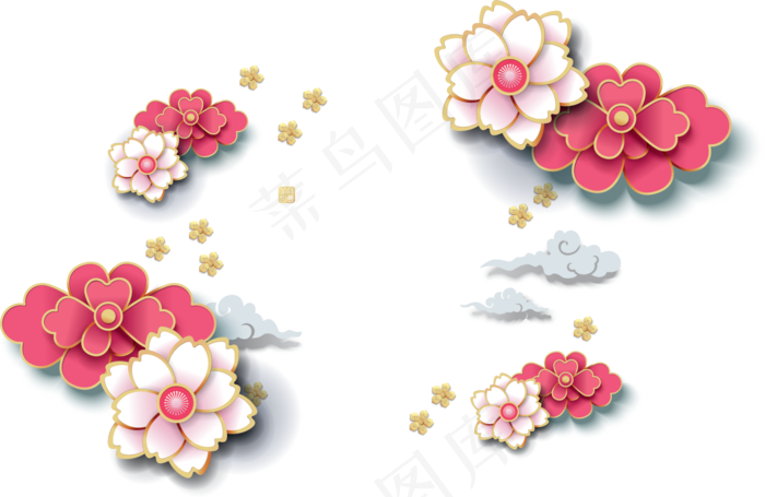 猪年新年纹理边框装饰图案,免抠元素(1448*941px)ai矢量模版下载